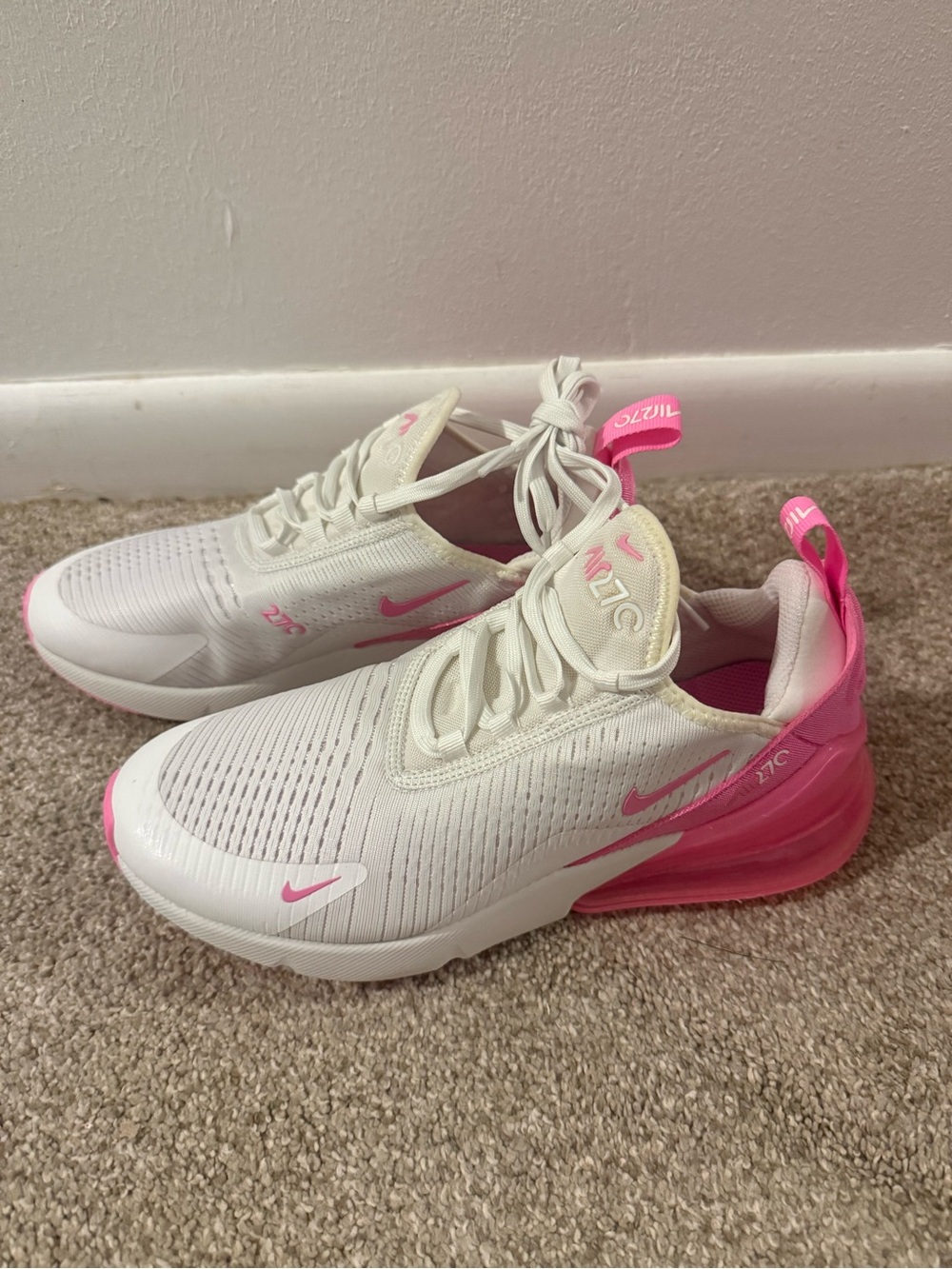 Nike Women’s White Sneakers with Pink Accents